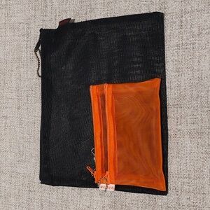 WALKER Black Mesh Zip Pouch+Orange Double Zip Pouch Used